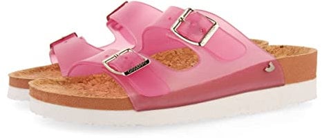 Ciabattine Fucsia Trasparente Tipo bio con Fibbie per Donna acalaca