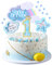 Kawailay 1 Geburtstag Tortendeko Junge 1st Geburtstag Kuchendeko Happy Birthday Regenbogen Cake Topper Wolken Sterne Kuchen Deckel für Baby Shower Junge Geburtstag Blau