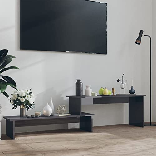 Mogou Mueble para TV, Mesa TV, Mueble TV Salon, Mueble Television, Mesa Television, Muebles De Salon, Mesa Salón TV, de aglomerado Gris Brillante 180x30x43 cm