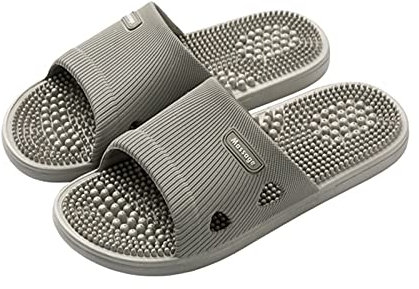Akupressur Massage Hausschuhe Therapeutische Reflexzonenmassel Sandalen Für Fuß Akupoint Massage Shiatsu Arch Schmerz Relief Rutschfeste Massageschuhe Für Badewanne Dusche (44-45, GRAY)
