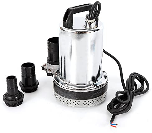 Pompa sommersa DC 12 V, pompa per acqua sporca, pompa di drenaggio in acciaio inox, pompa per pozzi profondi, 180 W, 4000 l/h, compatta da giardino, temperatura di trasporto: 35 °C, altezza max. 9 m