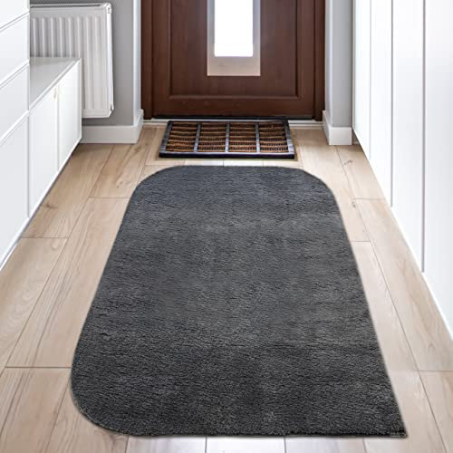 Teppich-Traum einfarbiger Designer Teppich mit runden Ecken – anthrazit, 60x110 cm