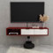 Schwebender TV-Schrank, Wand-TV-Schrank aus Holz mit 2 Schubladen, zum Platzieren von Routern, Fernbedienungen, Projektoren/Rot/120 cm