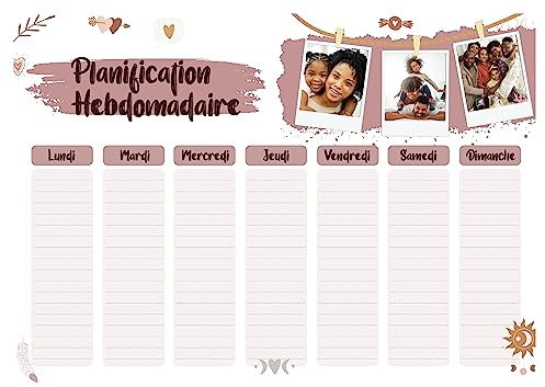 Personalisierter Kalender magnetisch oder selbstklebend – Essensplaner für Familien – Stundenplan – Aufgaben – Magnettafel – wöchentlich – monatlich – auf Französisch (Wochenplaner)