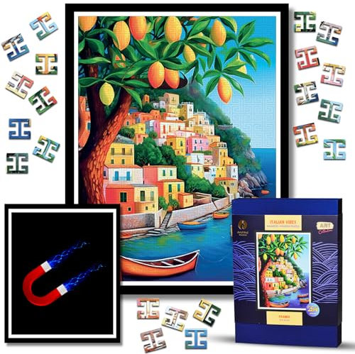 Goldbird Creations Puzzle en Bois Cadre Magnétique - Puzzle Bois Adulte - Puzzle Art Deco - Puzzle Tableau Décoration Murale Salon Chambre - Cadeau Original Noel Anniversaire - Tableau Paysage