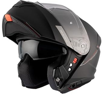 MT HELMETS Genesis SV – Casco Moto Modular con Visor Solar Retráctil, Calota HIRP, Pantalla Antivaho y Preparado para Intercomunicador | Homologado ECE 22.06 & DOT