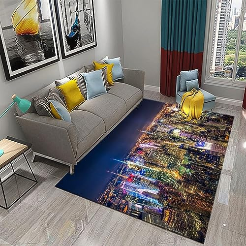 okoikfc Teppich 140 x 200 cm New York 3D Teppich Wohnzimmer New York Waschbarer rutschfest, Teppiche für Kinderzimmer Schlafzimmer Deko Antirutschmatte Carpet Matte,A2052