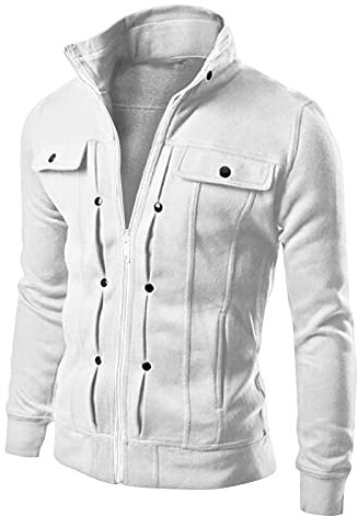 Generisch Oversized Hoodie Herren, Sweatjacke Herren,Winterjacke Mit Kapuze Herren Zip Hoodie Hemd Hoodies Für Männer Gefütterte Norweger Pullover Fleece Jacke Gefüttert Hoodie (XL, White)