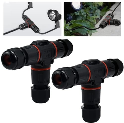 DTYGUIXE 2 Pz Scatola di Giunzione Impermeabile IP68 Connettore per Cavo Impermeabile M20 T Connettori per Cavi per Scatola di Giunzione a T a 3 Vie per Diametro Cavo 3-12 mm