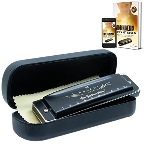 XALANI Mundharmonika Genius Edition inkl. Etui und Pflegetuch I Bonus: E-Book gratis I G-Dur