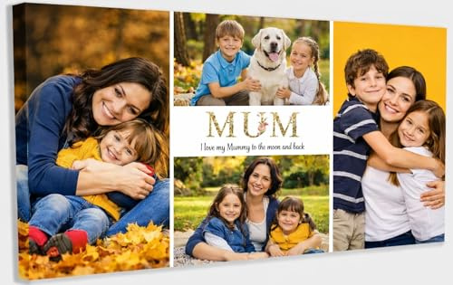 Personalised Mother's Day Birthday Presents For Mum Photo Canvas Women Gifts Wall Plaque Decor Frame I Love You to Moon You and Back