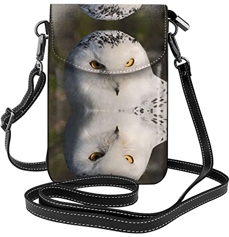 Tradegnow Kleine Umhängetasche aus Leder mit Eulen-Motiv, für Damen, mit verstellbarem Riemen, Blau