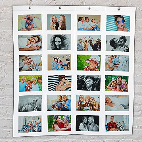 Cepewa Fotovorhang mit 24 Taschen │15x10 Bilder Querformat │ Fotohalter 83 cm x 78 cm zum Aufhängen