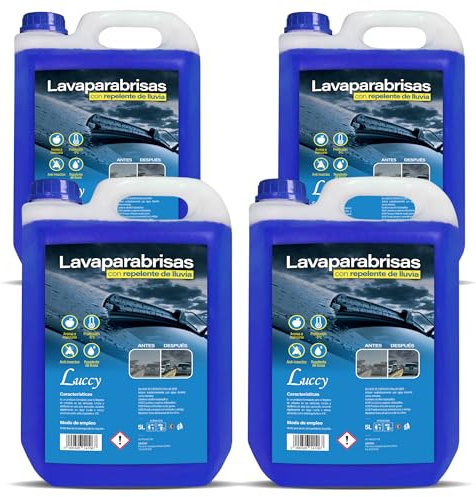 LUCCY Lavaparabrisas Coche Anti Lluvia - 20 Litros - Líquido Limpiaparabrisas Anticongelante Protección -5ºC
