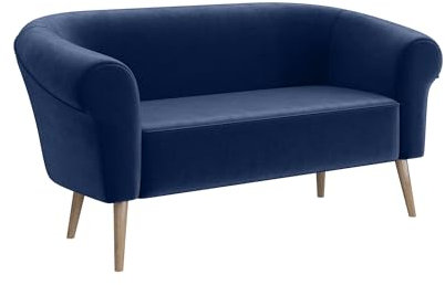 MEBLINI Mini Sofa 2-Sitzer für Wohnzimmer - Mini Lounge für Zwei Personen - Küchensofa - Sofa Klein - Emilia - 2 - Blau Samt