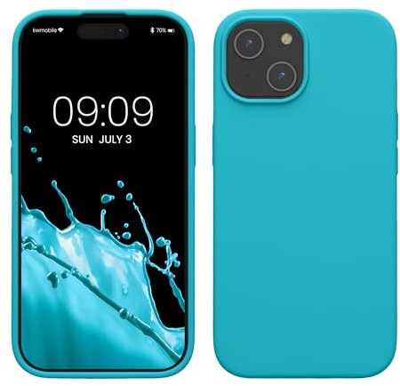 kwmobile Handyhülle für iPhone 15 Hülle, für iPhone 15 Case - Hülle Silikon - kabelloses Laden - Cool Glacier