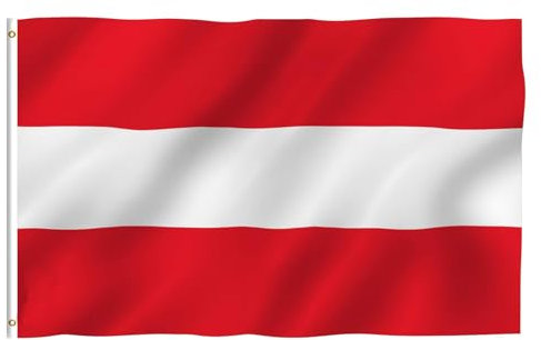 MOGADEE® Österreich Flagge, 90 x 150 cm Österreichische Fahne Leuchtenden Farben mit 2 Messing-Ösen, Wetterfeste Fahne für Fahnenmast, Österreich Fahne für Europameisterschaften Party Bar Deko