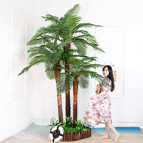 ZERAPH Tropische Palme, künstlicher Pflanzenbaum mit stehendem Stamm, 2 m + 1,8 m – künstliche Palme für Garten und Außenbereich – atemberaubende Dekoration
