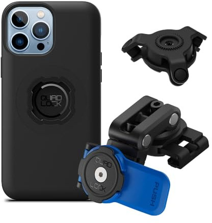 Quad Lock Motorcycle Brake Reservoir Phone Mount Kit with Vibration Dampener and iPhone 13 Pro Max MAG Case