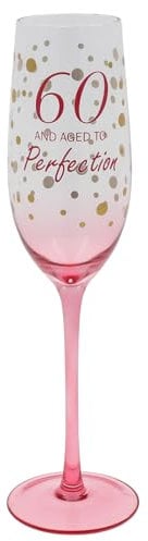 Shudehill Giftware Gold Speckle Birthday Special Age Colourful Flute Glass - 18th, 21st, 30th, 40th, 50th, 60th, 70th Birthday Gift (60)