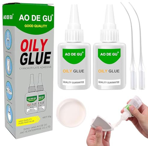 Super Colla50g Super Glue,Super Colla Ultrarapida,Colla Attaccatutto Forte Universale,per Plastica,per Vetro, per Pietra,Oily Welding Glue,Trasparente,gioielli, legno, ecc (2pcs)