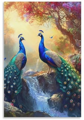 DHBANEIOK Pfau Poster;Wandbild Kunstdruck Wand-Dekorationen Mit Eindrucksvollen Farben 08x12inch(20x30cm)