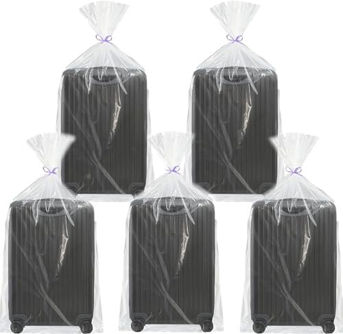 RJFUJP 5 PCS Large Clear Plastic Storage Bags, 90 * 120cm (35.4x47.2inch), Heavy-Duty, Waterproof, Reusable, Tear-Resistant, Ideal for Moving, Garage Organization, Garden Storage