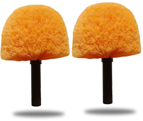 2 Pack Robust Cobweb Duster Head Brush – Superior Twist-On Web Cleaning Tool – Spider Web Remover Brush Compatible with Standard 3/4 Inch Threaded Poles for Outdoor & Indoor Use – Head Only (Orange)