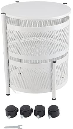 Portafrutta con ruote e cestino rotante a due ripiani, salvaspazio, per cucina, soggiorno e ufficio, bianco