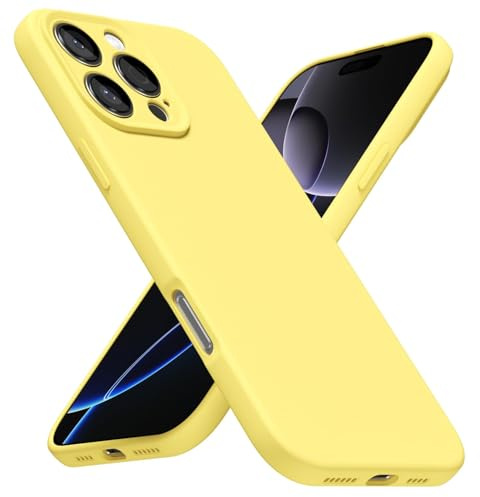 LoeoeL for iPhone 16 Pro Max Phone Case Silicone, Minimalist Ultra Thin Slim Soft Rubber Gel Solid Color Matte TPU Cute Case for Women Men, Girly Plain Aesthetic Design & Camera Cover, Yellow