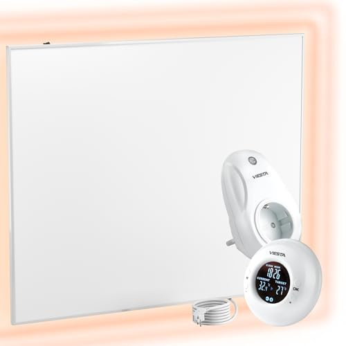 UMBRELLA® F1200 Infrarot Wandheizung 1200W mit TH20 Thermostat [Funk] – flaches Carbon Crystal Heizpaneel – elektrische Infrarotheizung zur Wandmontage