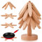 Duscdesp Wooden Trivets for Hot Pans Pots Dishes,4 Wooden Coasters+1 Stand,Wooden Trivet Tree for Kitchen Worktops Protector,Wooden Trivet Heat Proof Mat for Hot Dishes Pots Cups Bowls(Light Color)