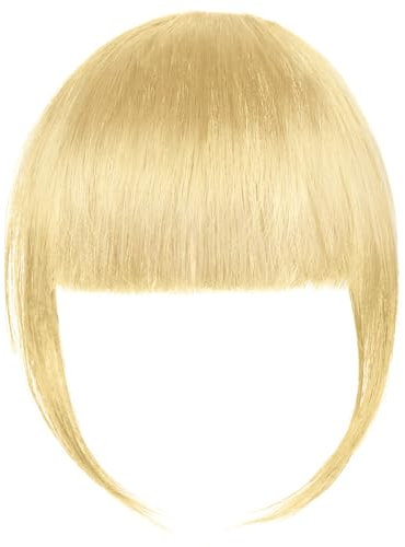 LOPHE Pony Haarteil, Echthaar Fringe Natürlicher Gold, One Piece Human Hair Natürliche Bangs für Frauen, Air Bangs mit Clip