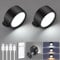HOTUT 2 Piezas Lámpara de Pared Inalámbrica Recargable, Lámpara de Pared LED con Mando a Distancia y Temporizador, Luz de Pared de Interior, 3 Colores y Brillo Regulable 360 ° Giratorio - Negro