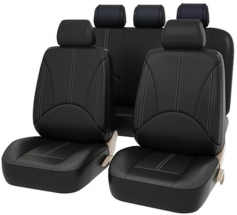JIABAOCA Maßgeschneidert Sitzbezüge-Set für KIA Rio 2010-2023,Kunsleder Autositz Schutzbezug Komplett-Set,Rücksitze Auto Innenraum Zubehör,A/Black