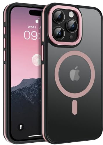 GaoBao iPhone 15 Pro Max MagSafe Slim Case - Translucent Matte Back Cover for Men and Women, Anti-Slip Shockproof, Pink