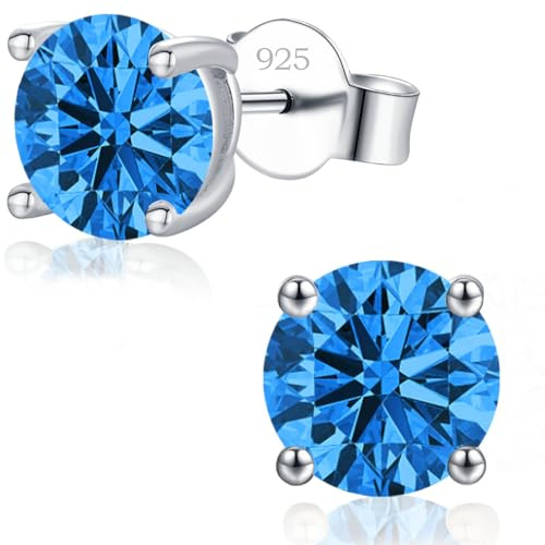 LAVUMO Ohrringe Silber 925 Stecker,14 K Gold/Weißgold Plattiert Echt Silber Ohrringe Damen Herren 0,3 Ct – 2 Ct Zirkonia Ohrstecker Hypoallergenes Schmuck Geschenk Für Frauen Herren Geburtstag