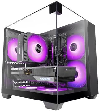 Mars Gaming MC-VISIONM, Caja Gaming Compacta MicroATX, Triple Cristal Templado, Estructura Doble Cámara, Soporte Refrigeración Líquida hasta 240mm, Minitorre PC con Amplia Capacidad Interna, Negro