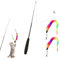 HJDJBD 3 Stück Flapping Bird Cat Toy,Dancer,Katzenspielzeug,Interaktives Katzenangel,Katze, Spielzeug Katzen Spielstab,Stab(76cm Katzenmast Und 2 Pcs Raupenspielzeug),für Kätzchen Oder,Griff,Teaser
