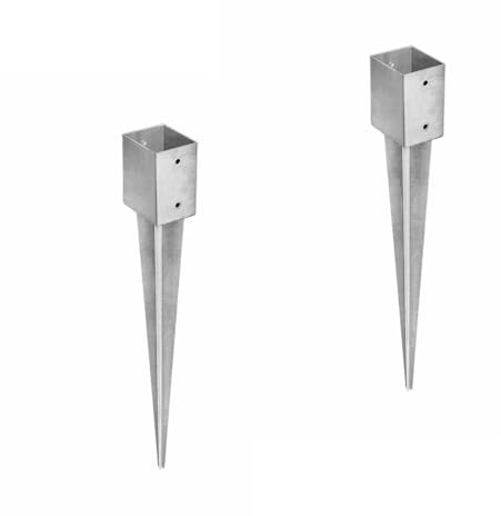 Set Einschlagbodenhülse 9x9 cm – Stahl verzinkt, 75 cm lang – passend für Zaunpfosten 9x9 cm– für Zäune bis 120 cm Höhe (3)