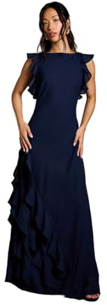 Coast Honoured Ruffle Georgette Maxi Bridesmaid Dress, 10, Navy