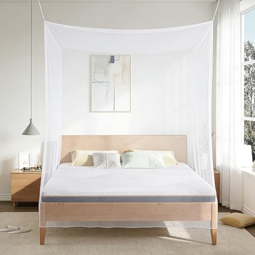 Moustiquaire lit 200x200x220, Moustiquaire pour Lit Double Blanc