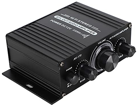 Risegun Amplificador estéreo HiFi, Mini Amplificador 20 W + 20 W Digital Power Amplifier Audio Amplificador para Altavoces