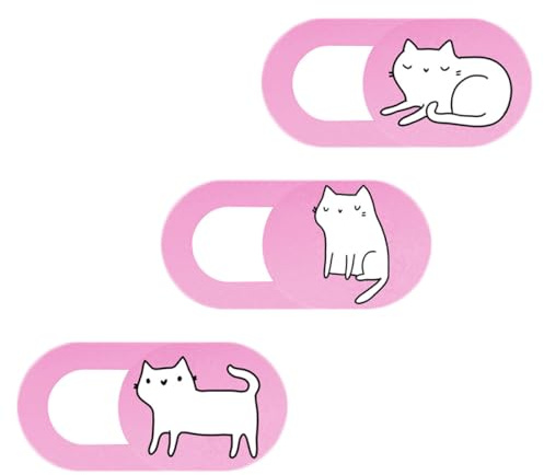 HEATSHAKING 3pcs Pink Cat Webcam Cover Slider Privacy Protector Set for Laptop Tablet Camera Security Anti-peeping Camera Protector Privacy Cover