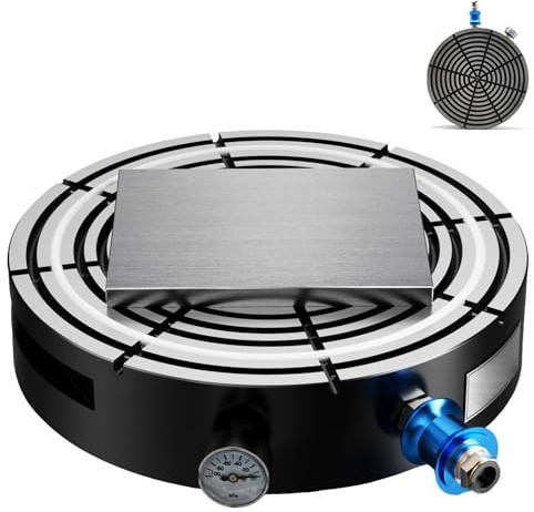 Mandrin à ventouse pneumatique rond de 20 cm (7,87 po), mandrin magnétique permanent à forte aspiration de 120 kPa avec manomètre, interface en acier inoxydable de précision de 0,01 mm