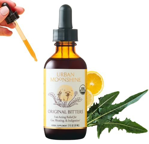 Urban Moonshine Original Digestive Bitters - Debloat - Gut Health - Appetite Regulation - Digestive Support - Certified Organic - Dandelion Root - Burdock Root - 2 Fl Oz