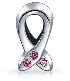 Bling Jewelry Ermächtigender Pink Ribbon Brustkrebs Überlebender 3 CZ Charm Bead Echtes .925 Sterlingsilber Passt Auf Europäisches Armband Durchdachtes Geschenk Für Frauen