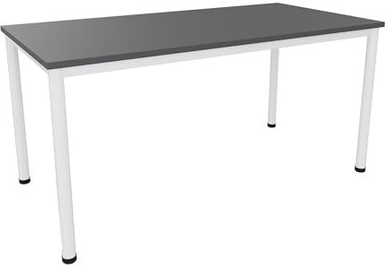 Dila GmbH Schreibtisch/Besprechungstisch in verschiedenen Größen und Farben weißes Metallgestell Konferenztisch Arbeitstisch (B: 160 cm x T: 80 cm, Anthrazit)