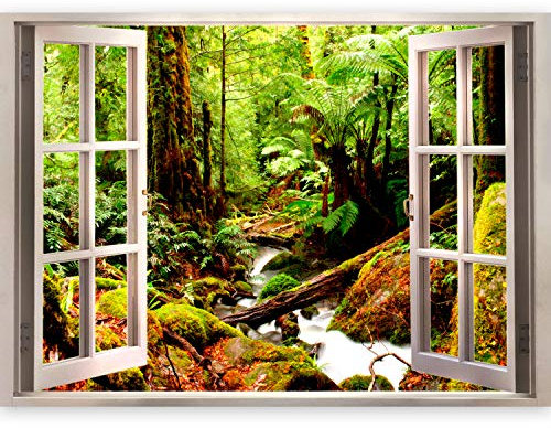 3D WALL ILLUSION murando 140x100 cm Wallpaper Mural Photo Print Window View Optical Illusion Design Wall Mural Art Print Wall Decoration Poster Nature Forest c-C-0083-c-a