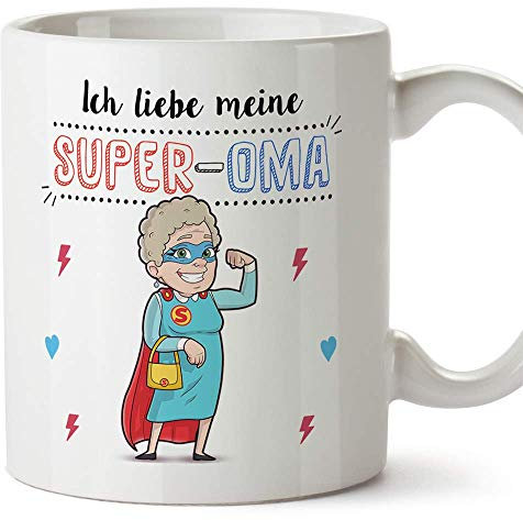 Mugffins Oma Tasse/Becher/Mug - Ich Liebe Meine Super-Oma - Schöne und lustige Kaffeetasse als Geschenkidee für Großmütter. Keramik 350 mL
